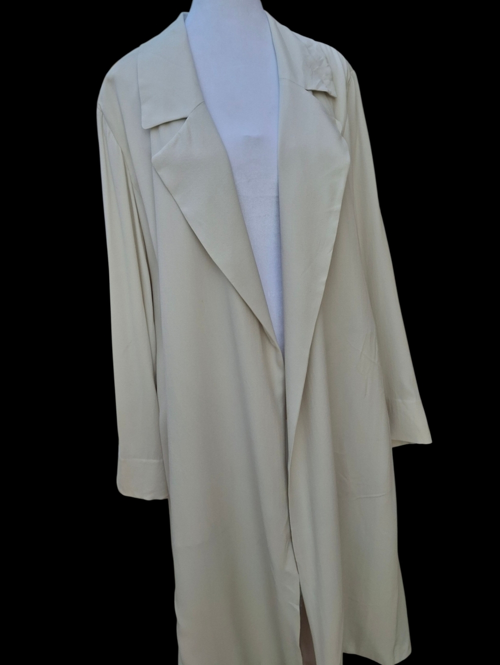 Eileen Fisher 100% Silk Neutral Open-Front Long Duster Topper Women Size X-Large - Picture 4 of 16